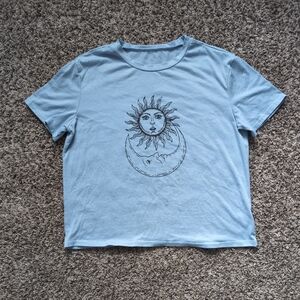 Boxy Cropped Sun & Moon Tee Shirt